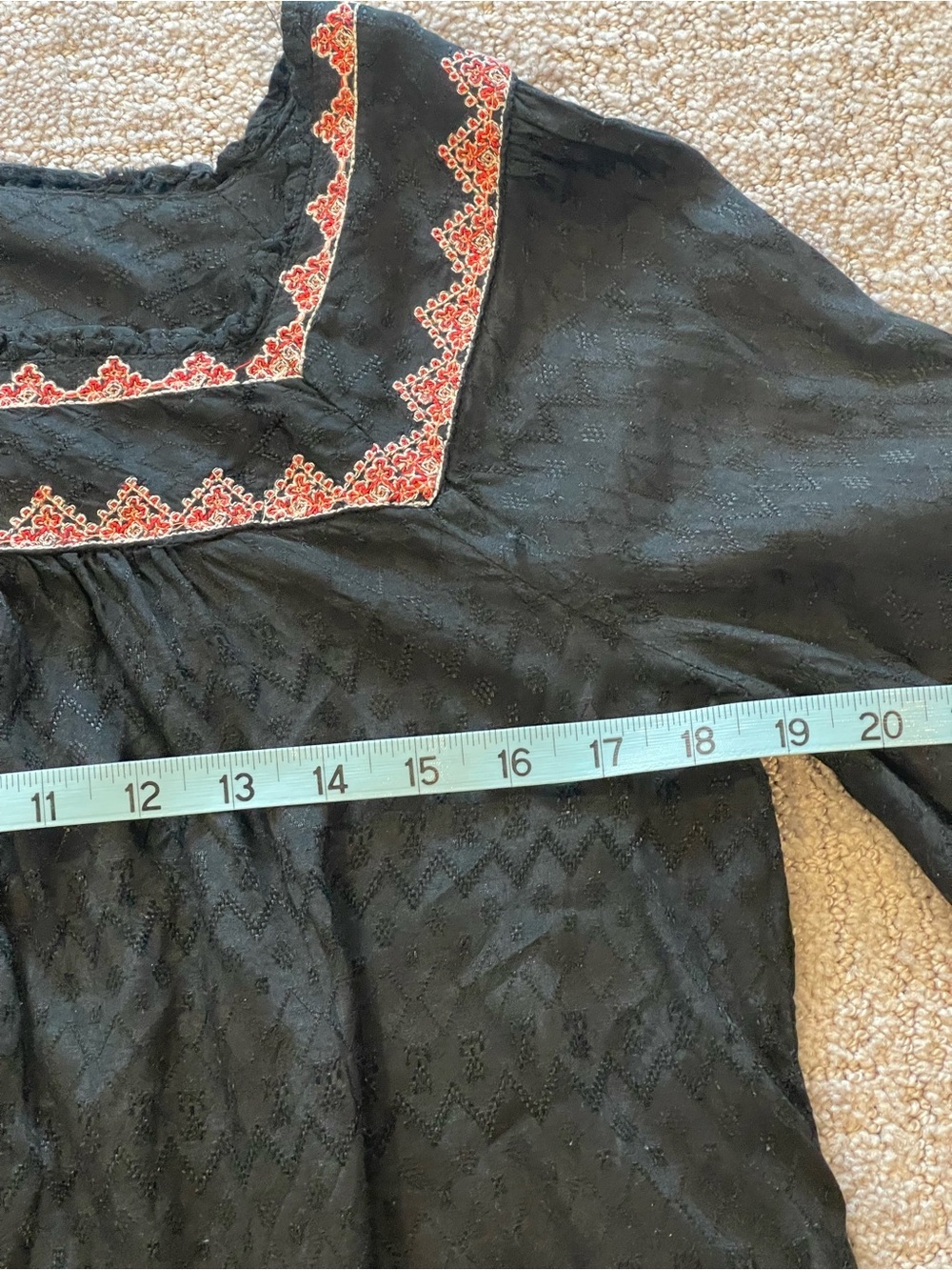 Sundance Artists Vision Black, Floral Embroidered Tunic Blouse, Long Sleeve, S - Picture 7 of 15